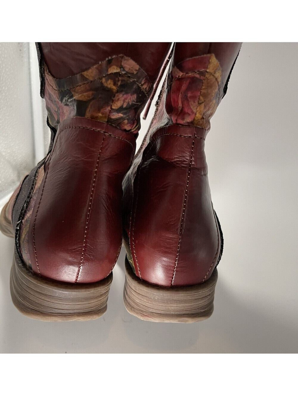 ELITE By Corky's Women's Burgundy Floral Artsy Leather Ankle Boots "Vintage" 11 - Picture 7 of 12